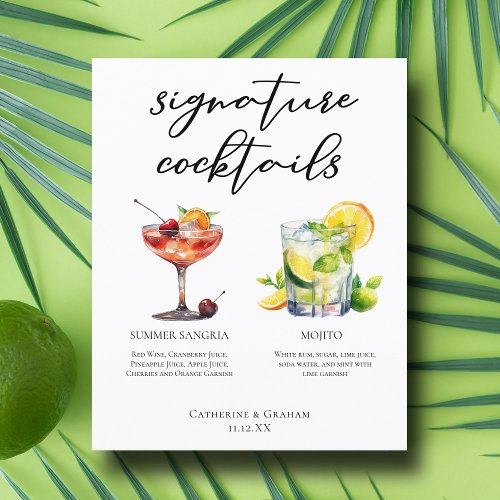 Sangria Mojito Signature Cocktails Wedding Menu