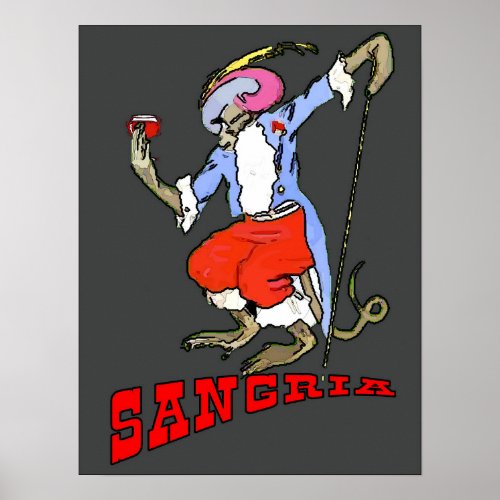 Sangria Monkey Vintage Style add text Poster