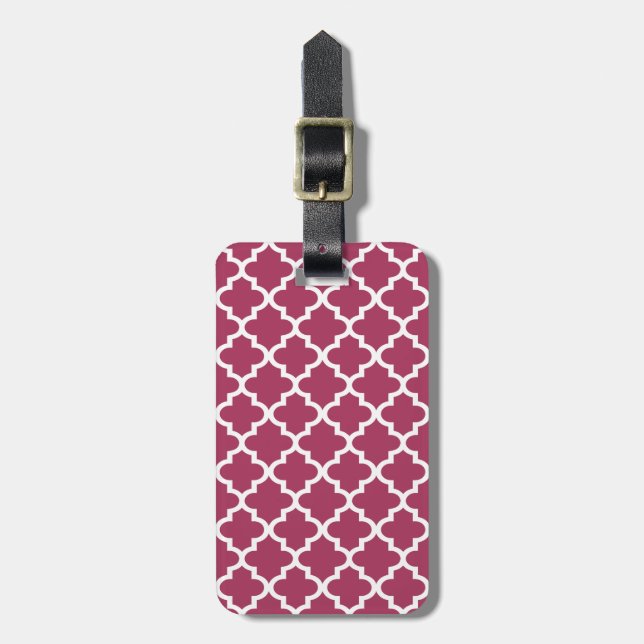 Sangria Moroccan Tile Trellis Pattern Luggage Tag (Front Vertical)