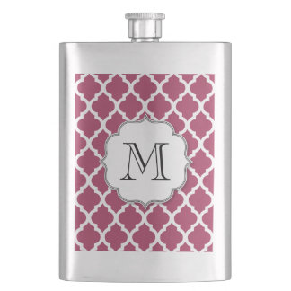 Sangria Moroccan Tile with Customizable Monogram Hip Flask