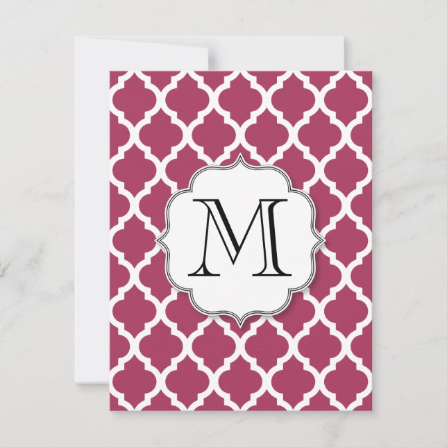 Sangria Moroccan Tile with Customizable Monogram Invitation (Front)