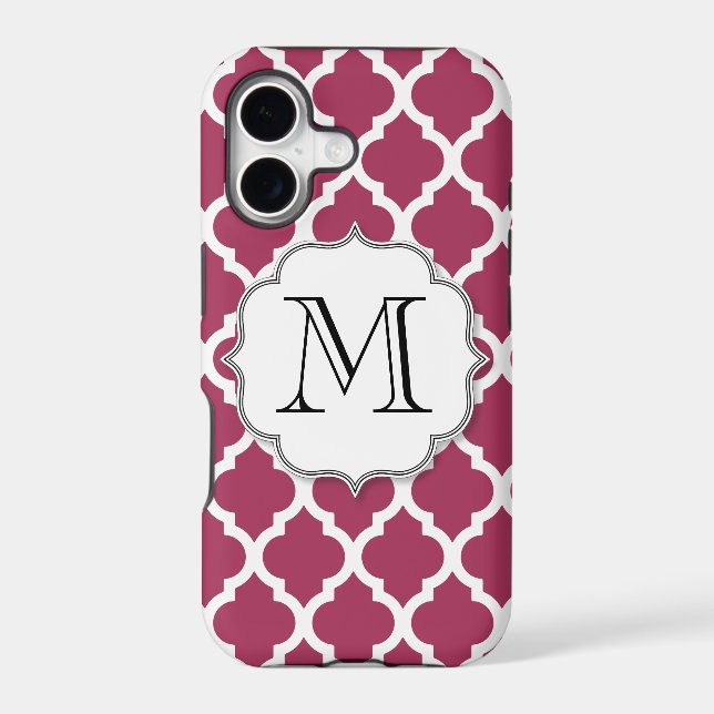 Sangria Moroccan Tile with Customizable Monogram Iphone Case (Back)