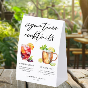 Sangria Moscow Mule Signature Cocktails Menu Paper Table Tent