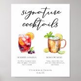 Dirty Shirley Bourbon Smash Signature Drinks Menu Poster