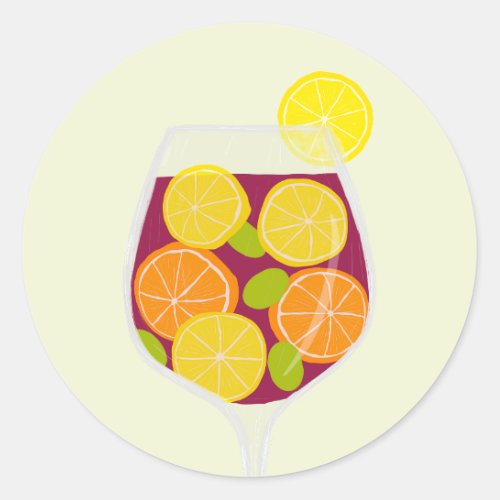 Sangria Party Bachelorette or Bridal Shower Classic Round Sticker