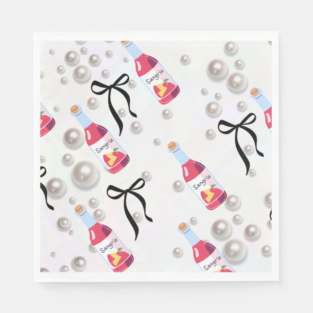 Sangria , Pearls, Bows Napkins (Front)