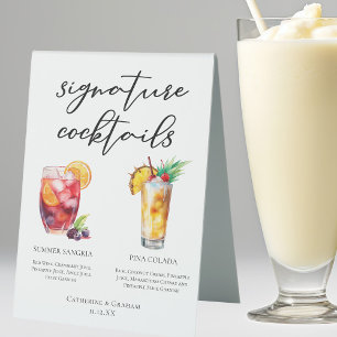 Sangria Pina Colada Signature Cocktails Menu Table Tent