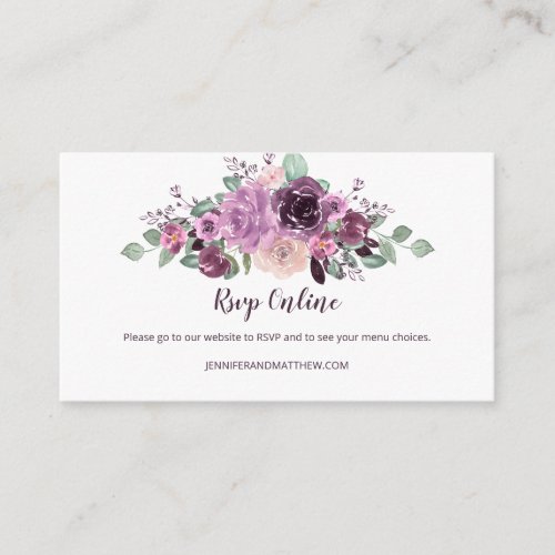 Sangria Purple Mauve Floral RSVP Online  Enclosure Card