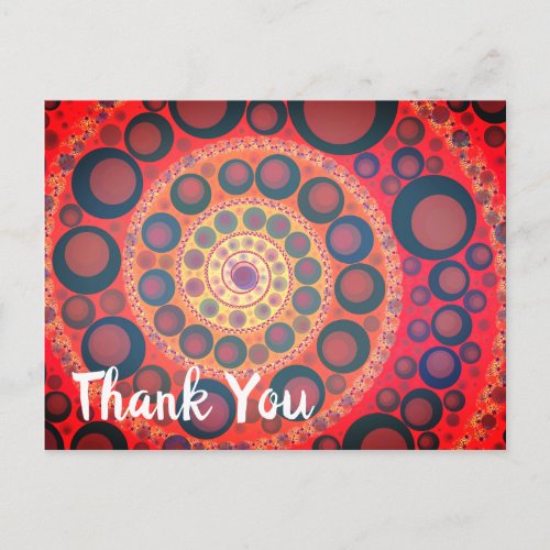 Sangria Red Fractal Spiral Thank You Postcard