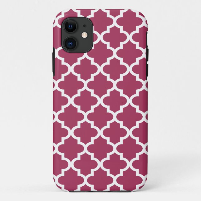 Sangria Red Moroccan Tile Trellis Pattern Case-Mate iPhone Case (Back)