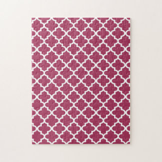 Sangria Red Moroccan Tile Trellis Pattern Jigsaw Puzzle