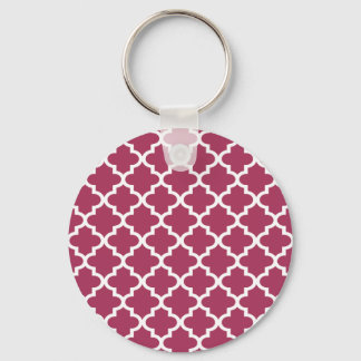 Sangria Red Moroccan Tile Trellis Pattern Keychain