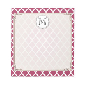 Sangria Red Moroccan Tile w/ Customizable Monogram Notepad