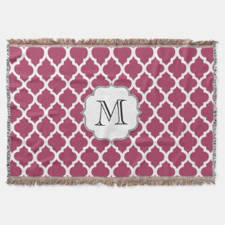 Sangria Red Moroccan Tile w/ Customizable Monogram Throw Blanket