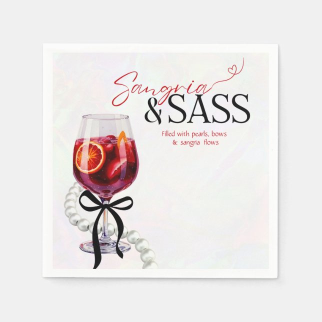 Sangria & Sass, Pearls, Bows Napkins (Front)