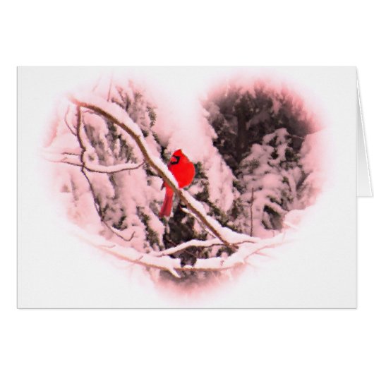 Sangria Snow Cardinal Heart Cards (Front Horizontal)