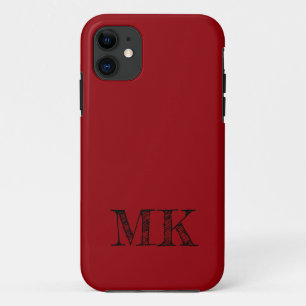 Sangria Solid Color Modern Minimal Initial iPhone 11 Case