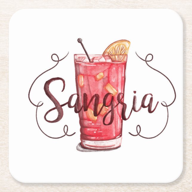 Sangria Square Paper Coaster (Front)