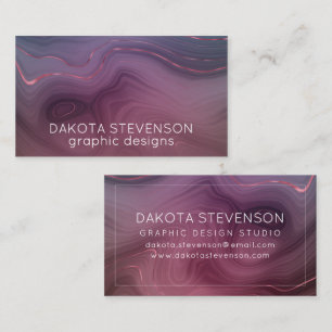 Sangria Strata   Moody Pink and Purple Luxe Agate Business Card
