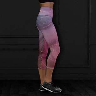 Sangria Strata Moody Pink and Purple Luxe Agate Capri Leggings