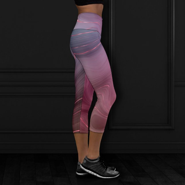 Sangria Strata | Moody Pink and Purple Luxe Agate Capri Leggings (Creator Uploaded)