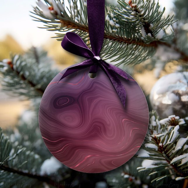 Sangria Strata | Moody Pink and Purple Luxe Agate Ceramic Ornament (Creator Uploaded)
