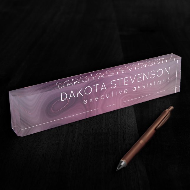 Sangria Strata | Moody Pink and Purple Luxe Agate Desk Name Plate (Creator Uploaded)