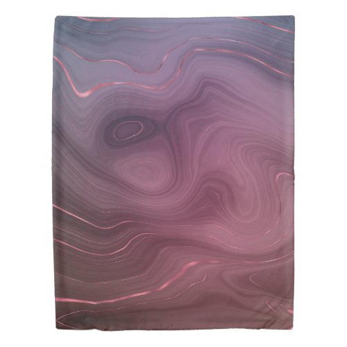 Sangria Strata  Moody Pink and Purple Luxe Agate Duvet Cover