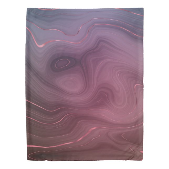 Sangria Strata | Moody Pink and Purple Luxe Agate Duvet Cover (Front)
