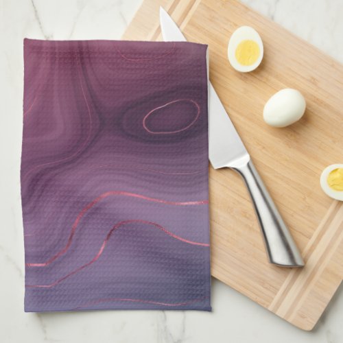 Sangria Strata  Moody Pink and Purple Luxe Agate Kitchen Towel