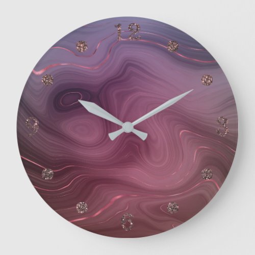 Sangria Strata  Moody Pink and Purple Luxe Agate Large Clock