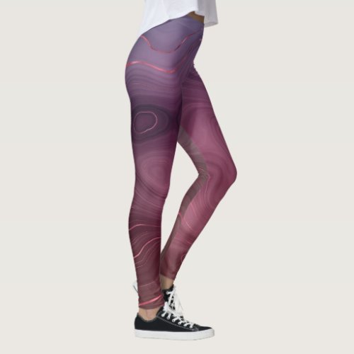 Sangria Strata  Moody Pink and Purple Luxe Agate Leggings