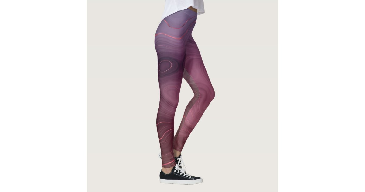 Sangria Strata, Moody Pink and Purple Luxe Agate Leggings