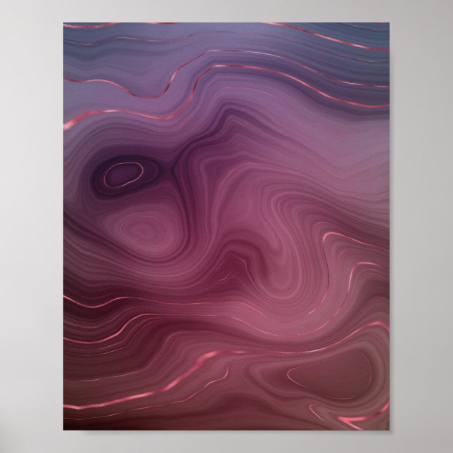 Sangria Strata | Moody Pink and Purple Luxe Agate Poster (Front)