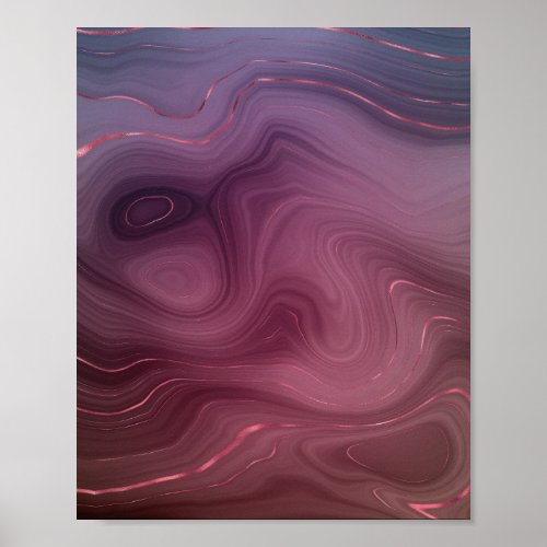 Sangria Strata  Moody Pink and Purple Luxe Agate Poster
