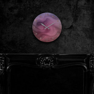 Sangria Strata Moody Pink and Purple Luxe Agate Round Clock