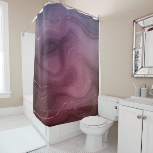 Sangria Strata  Moody Pink and Purple Luxe Agate Shower Curtain