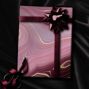 Sangria Strata Moody Pink and Purple Luxe Agate Wrapping Paper