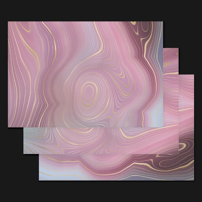 Sangria Strata | Moody Pink and Purple Luxe Agate Wrapping Paper Sheets (Creator Uploaded)