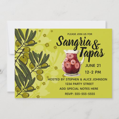 Sangria  Tapas Party Invitation