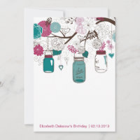 Sangria & Teal Mason Jars Birthday Invitation