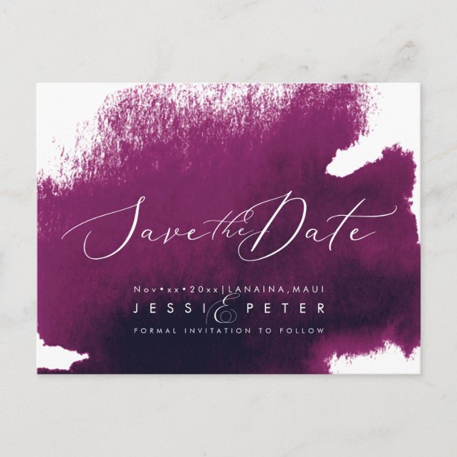 Sangria Watercolor Save the Date Postcard (Front)