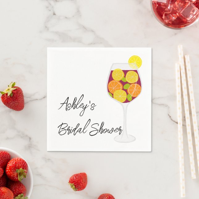 Sangria Wedding, Bachelorette, or Bridal Shower Napkins (Insitu)