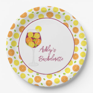 Sangria Wedding, Bachelorette, or Bridal Shower Paper Plates
