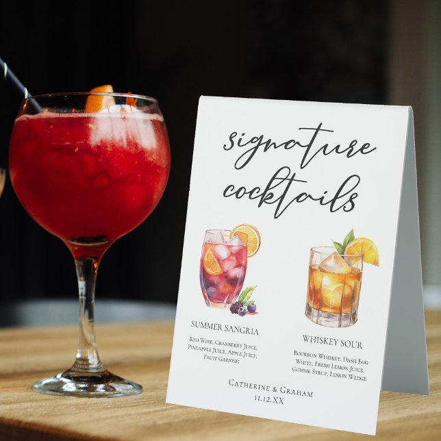 Sangria Whiskey Sour Signature Cocktails Menu Table Tent (Creator Uploaded)