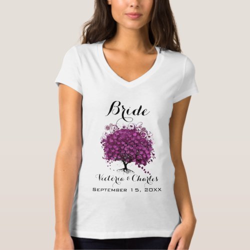 Sangria Wine Heart Leaf Tree Wedding Party T_Shirt
