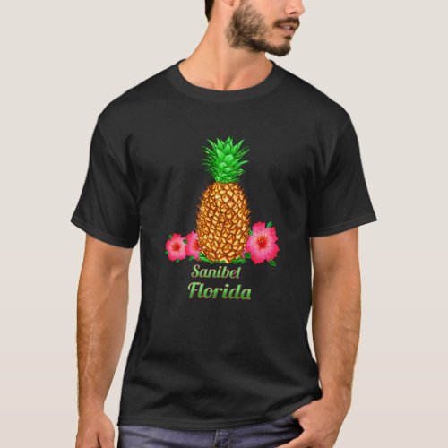 Sanibel Florida Pineapple Floral T_Shirt
