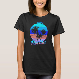 Sanibel Florida Retro Tropical Palm Trees Vacation T-Shirt