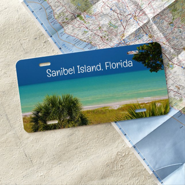 Sanibel Island Aluminum License Plate (In Situ)