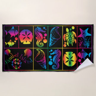 Sanibel Island colorful sea life beach towel